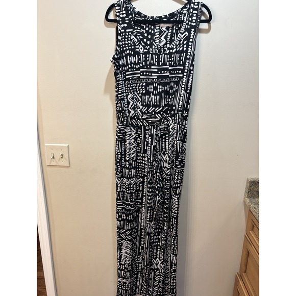 Calvin‎ Klein Women Sz 10 Jumpsuit Wide Leg Tribal Print Sleeveless Stretch - Picture 1 of 13